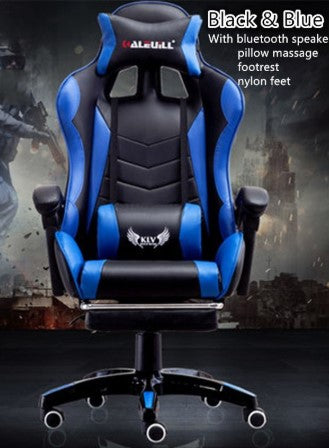 Computer Gaming Chair With Reclining Massage And Footrest Bluetooth Speaker Synthetic Leather Home Office Chair