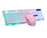 Rainbow Gaming USB Wired Keyboard colorful button mouse suit LED Backlit Keyboard-104