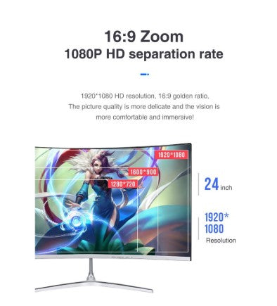 HELXST 24 Inch Curved FHD LED Gaming Monitor 75Hz HDR AMD FreeSync with HDMI Game Mode