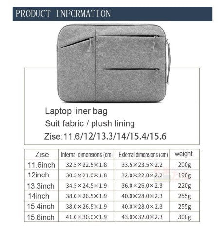 Multifunction Laptop Sleeve Bag For 11 To 15.6 Inch Laptops With Oxford Fabric Velvet Lining And Soft Compartment