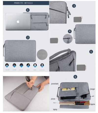 Multifunction Laptop Sleeve Bag For 11 To 15.6 Inch Laptops With Oxford Fabric Velvet Lining And Soft Compartment